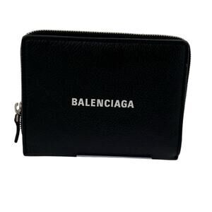 BALW11: Balenciaga Logo Zip Leather Pouch – Black